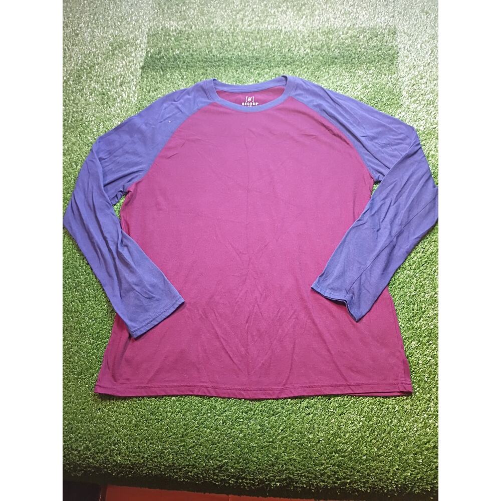 George Men's Long Sleeve Raglan T-Shirt Blue Maroon L